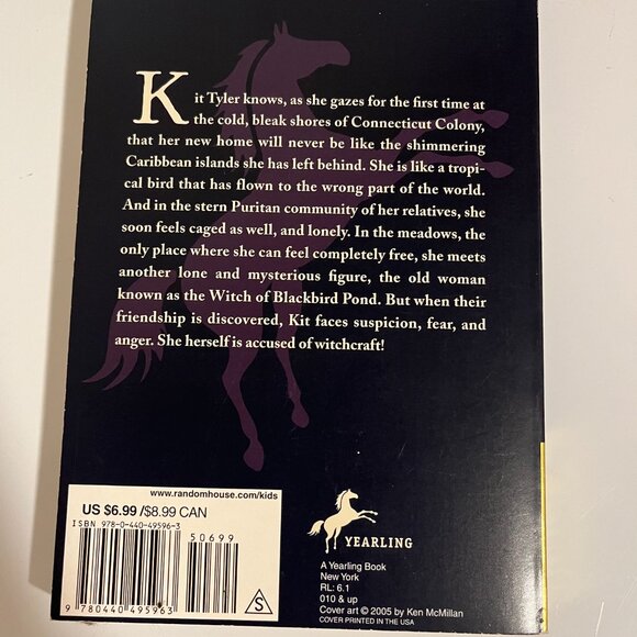 THE WITCH OF BLACKBIRD POND BY Elizabeth George Speare YEARLING BOOK-Very Good - Picture 3 of 5